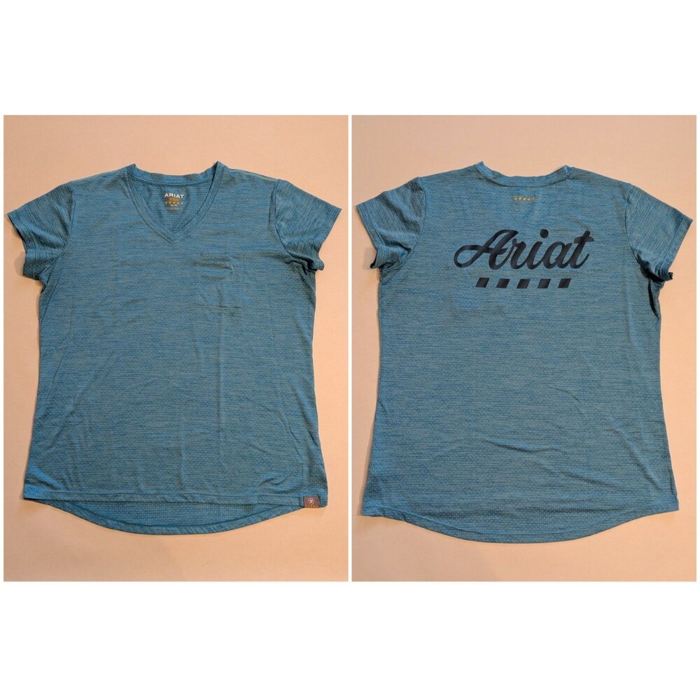 Ariat Rebar Evolution Logo Womens XL V-Neck T-Shirt Workwear Performance Utility